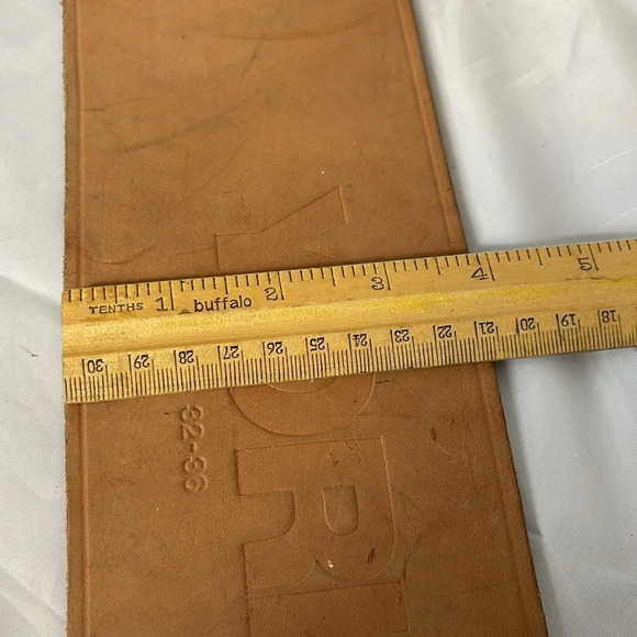 YORK Vintage Tan Leather Weightlifting Belt Gym Training Support Size M 32-36 - Picture 7 of 12